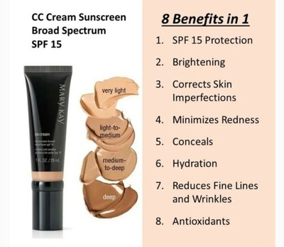 Mary Kay CC Cream Sunscreen Broad Spectrum SPF 15*Very Light Corrector De Color 