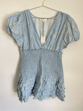 LOVESHACKFANCY Radia Floral Print Smocked Cotton Minidress Plus Size XXL NWT