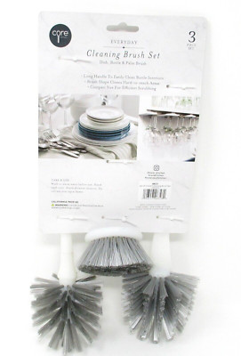 Core Kitchen Cleaning Brush Set 3 pc Bottle Dish Palm ergonomic grip BPA-free