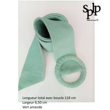 Large Nubuck Leather Belt Women Almond Green Length 118CM New