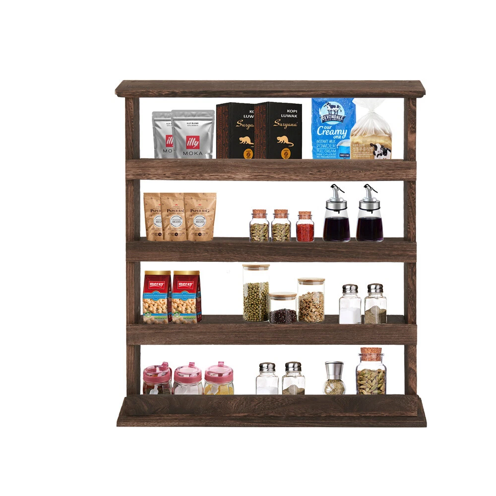 Vintage Wooden 4-Tier Spice Rack Wall Hanging Shelf Kitchen Storage Jars Stand
Opens in a new window