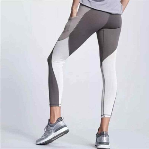 Athleta Gray White Mesh Panel 