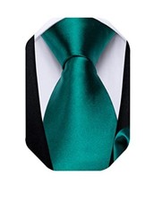 Mens Solid Color Tie and Pocket Square Set Woven Silk Plain Satin Turquoise