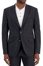 HUGO BOSS Jeffery 212 Wool Modern Suit Jacket Blazer Mens Gray Window Plaid 40R