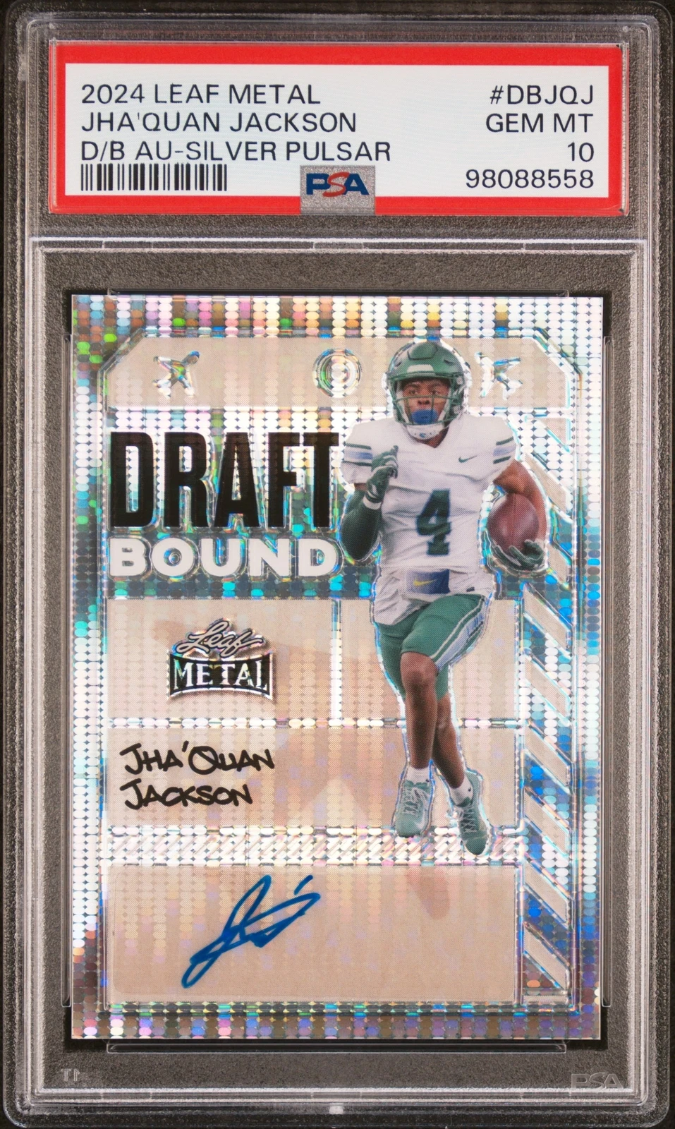 Jha'Quan Jackson Leaf Metal Draft Bound Autographs #DBJQJ Silver Pulsar