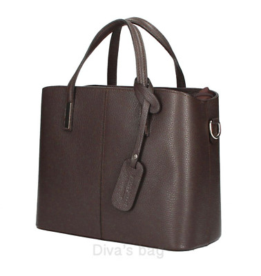 Diva's Bags Manila Tasche Leder braun mit abnehmbarem Schultergurt Made in Italy