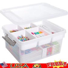 Multi Layer Craft Storage Organizer W/ Removable Trays Transparent Portable Box