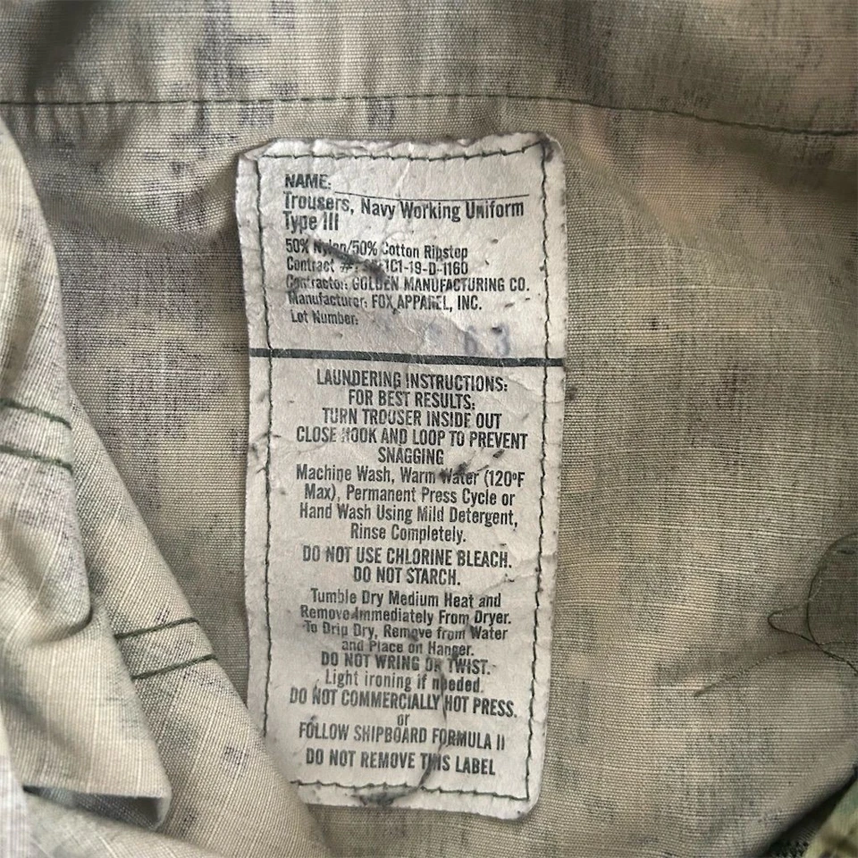 US Navy NWU Type III Men's Cargo Pants Camouflage Green Size Small Long - Image 4 of 4