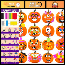 16 Packs Halloween Pumpkin Decorating Stickers - Foam Craft Kit, Party Favors, A