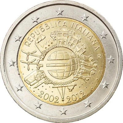Italie, 2 Euro, Eurocoinage, 10th Anniversary, 2012, Rome, SPL, Bi-Metallic - Photo 1/2