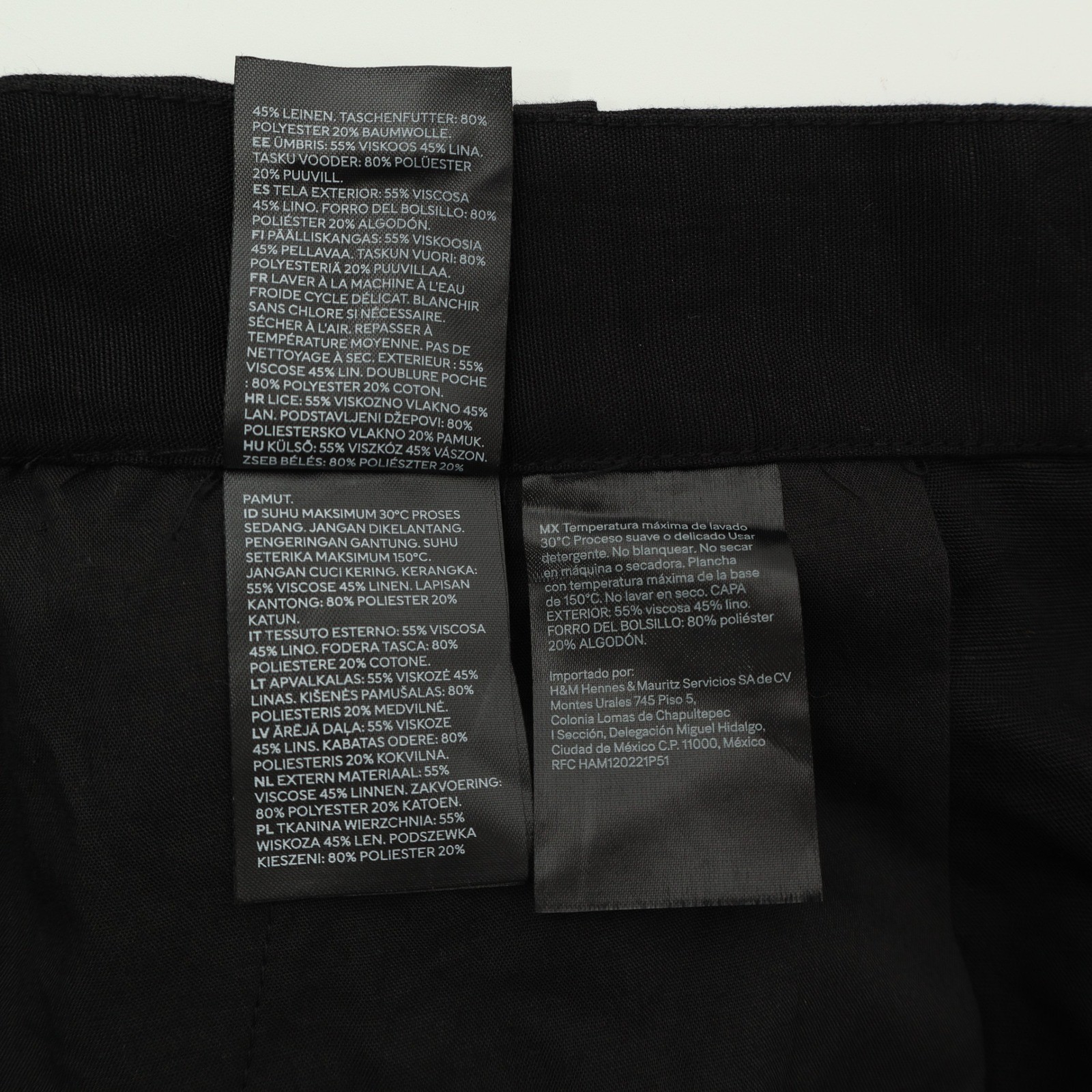 H&M Black Linen Blend Pleated High Waisted Wide Leg Shorts Womens Size 4 thumbnail 6