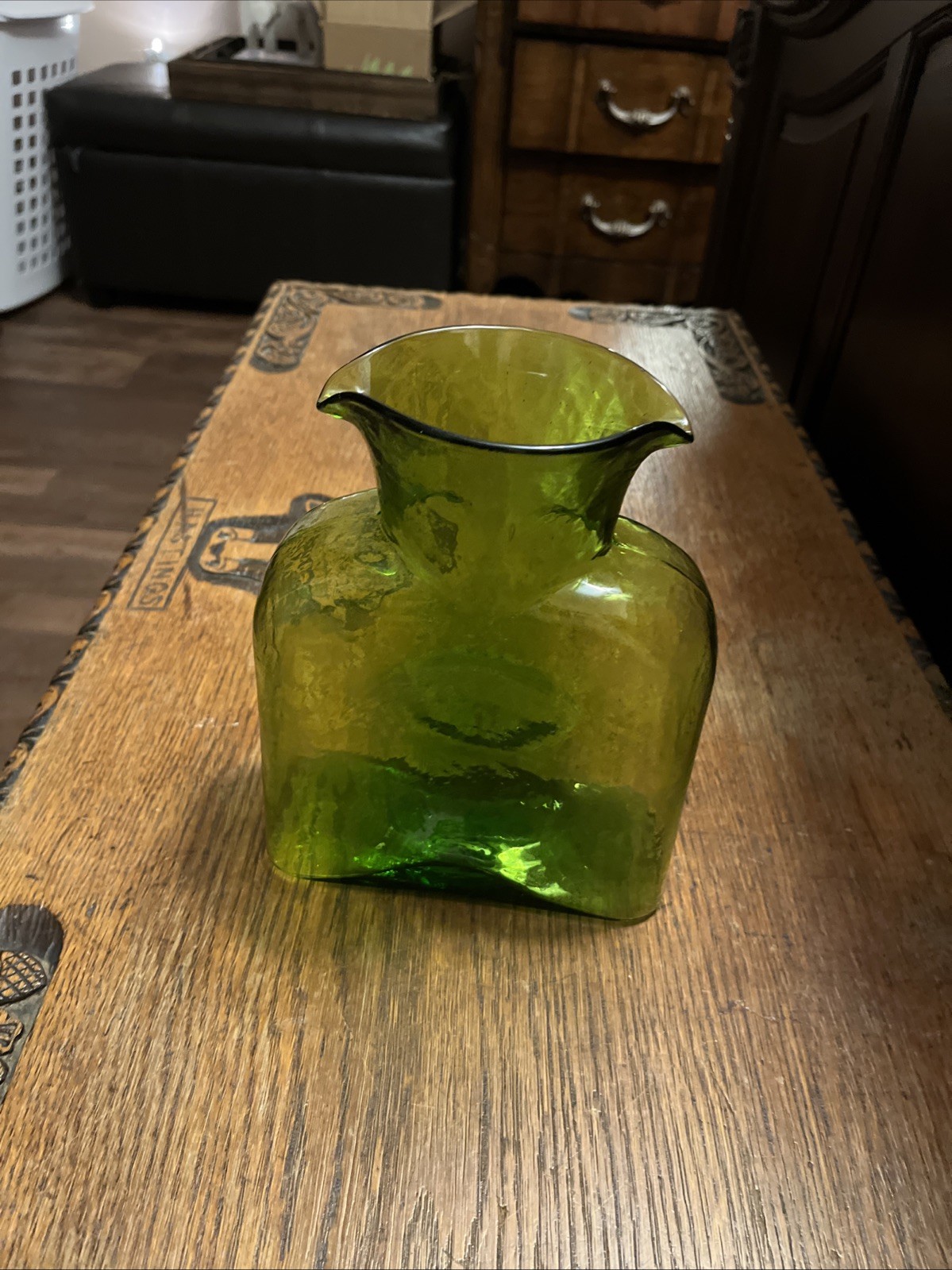 Blenko Rare Original Olive Water Bottle #384 Signed On The Bottom