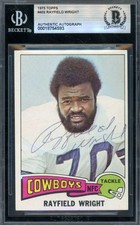 Rayfield Wright Beckett BAS Vintage Signed 1975 Topps Autograph Cowboys
