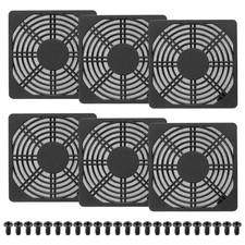 6Pcs 120mm Fan Filter Grill Plastic Ventilation Grill Cover with Screws, Black
