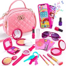 Toddler Purse for Little Girls, Pretend Play Makeup Kits for Girl Toys Age 4-...