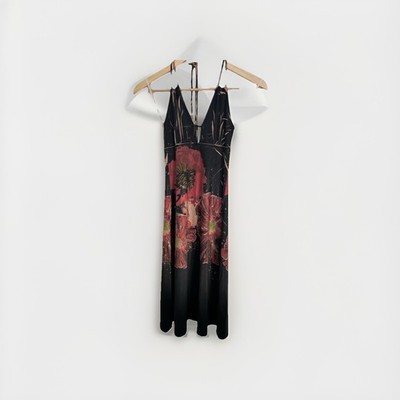 e-Klah Sexy Strappy Black Floral Dress Size XS