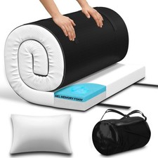 Foldable Gel Memory Foam Floor Mattress Roll-Up Portable Guest Bed 190x75x7.5cm