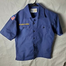 Boy Scouts of America Shirt Youth M Blue BSA No Patches Plain Button Outdoor