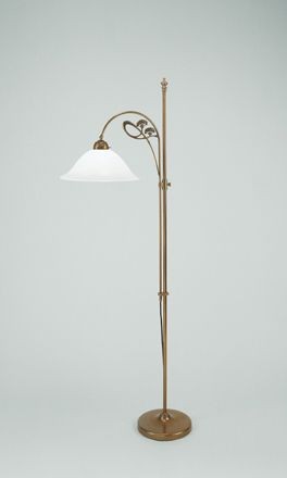 Stehlampe E27 Berliner Messing Glas 160 Cm Wohnzimmer Stehleuchte Blendarm-image