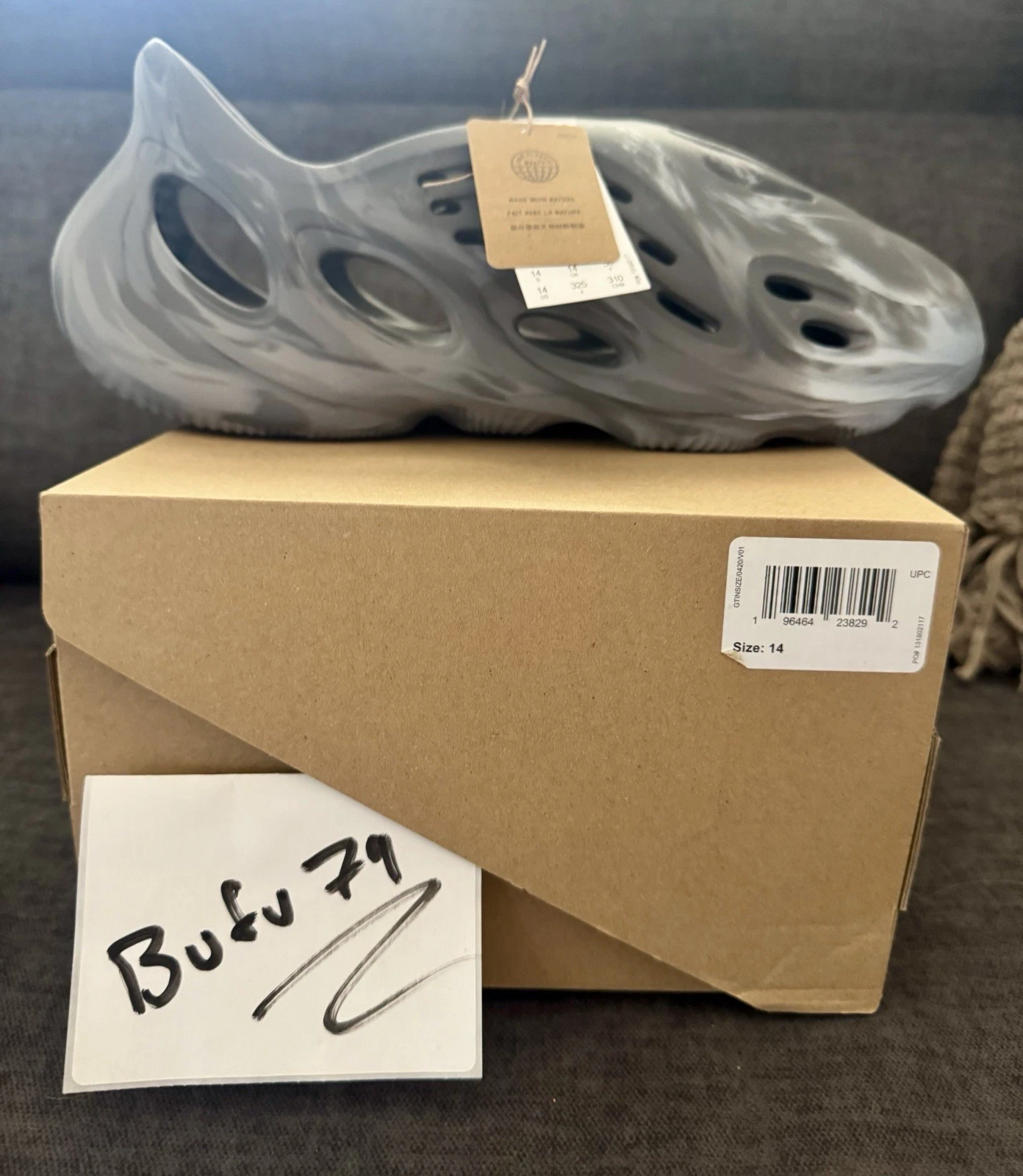 DS Adidas Yeezy Foam Runner Foam RNR Grigio Granito IE4931 Uomo Taglia 14