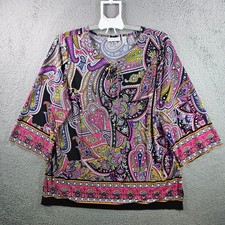 Susan Graver Womens 1X Plus Multi Color Paisl...
