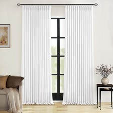 TWODRAPES White Linen Curtains Living Room Bedroom Etc