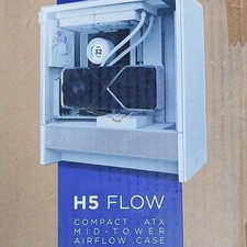 NZXT H5 Flow ATX Mid Tower PC Case White Tempered Glass High Airflow Gaming Case