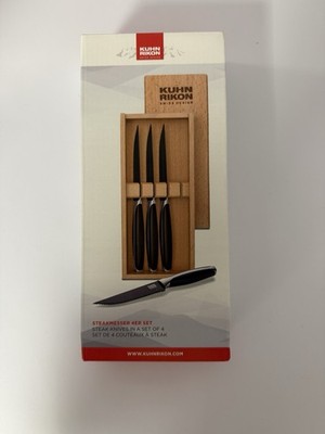 4 TLG. KUHN RIKON STEAKMESSER-SET MESSERSET EDELSTAHL STEAKBESTECK  HOLZBOX OVP 