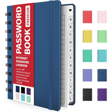 Password Book with Individual Alphabetical Tabs, 4"X5.5" Small Password Notebook