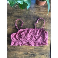 Abercrombie Fitch Pink Floral Lace Bandeau Bralette Adjustable Straps Large