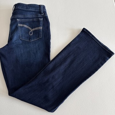 Women's sz 6 Mid Rise Bootcut Blue Denim Jeans by Lee Riders Stretch Dark Wash