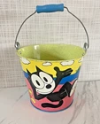 Vintage Felix The Cat 1990s Tin Pail Bucket Beach 6" Blue Yellow Schylling BxF