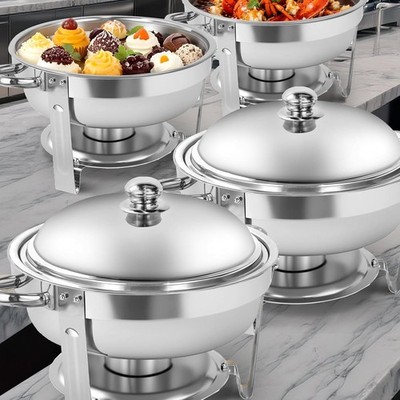 4 Pack Chafing Dish Buffet Set Round Food Warmer for Party Weddings Picnic