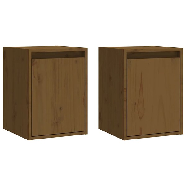 Wandschrank Set 2Er Honigbraun Massivholz Kiefer 30X30X40 Cm-image