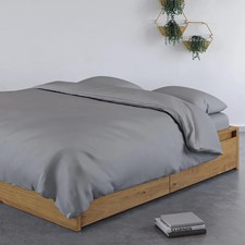Image of Duvet Cover Set 100% Bamboo Grey Panda 320 Thread Count Silky Soft Breathable
