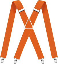 Mens Suspenders Adjustable Braces with 4 Strong Metal Clips Elastic X Back Heavy
