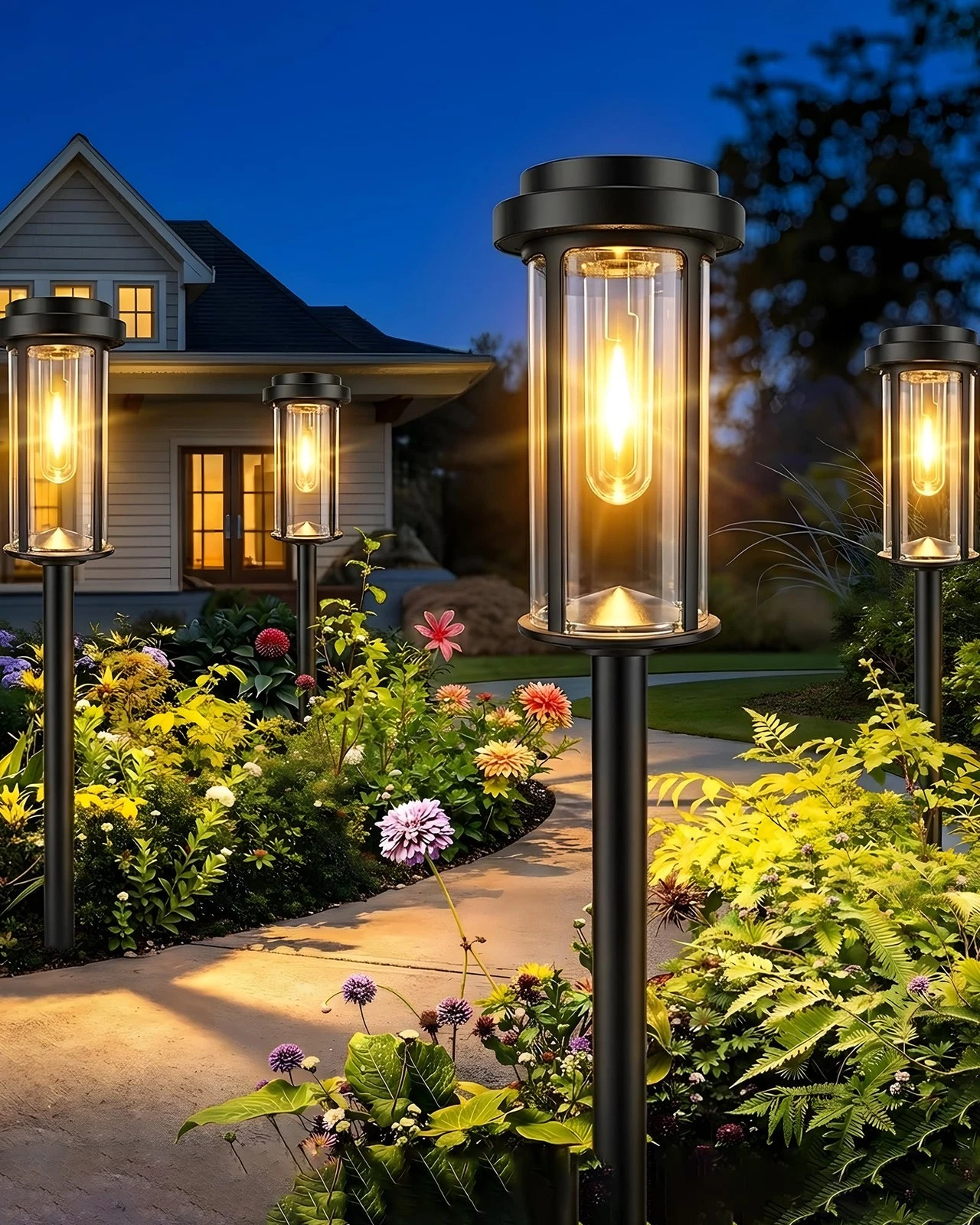 Solar Lights Outdoor Pathway, 8 Pack Large Solar Garden Lights, 21-Inch Water...