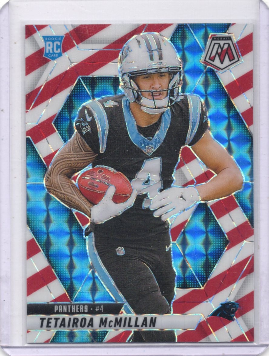 2025 Panini Mosaic - Tetairoa Mcmillan #309 (RC) Red & White Stripe Prizm