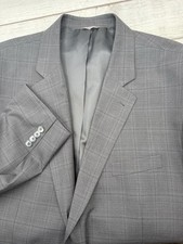 Oak Hill Blazer Mens Sz 54R Charcoal Gray Plaid 2 Button Sport Coat Perfect Fit