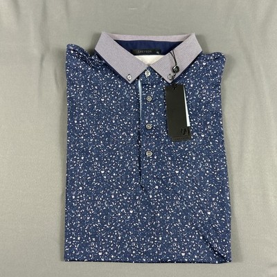 Greyson Golf Shirt Polo Sleeve Logo Angel Tears Print XL Maltese Blue MSRP $118
