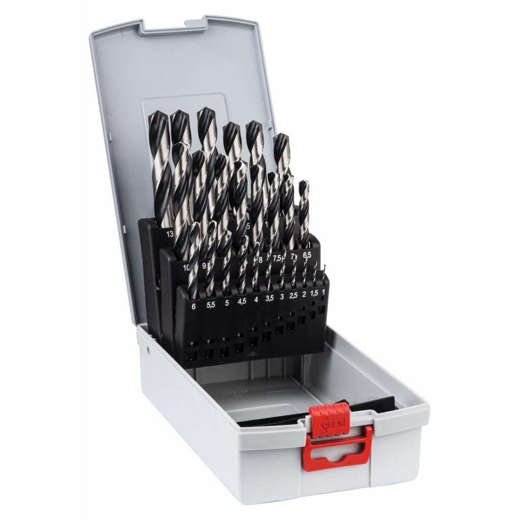 Bosch Professional 25-piece PointTeQ HSS Twist Drill Bit Set Ø 1-13 mm, gray