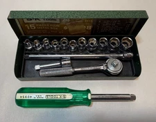 Vintage S-K Tools 4915 1/4" Drive Socket Set 15 Pieces Complete