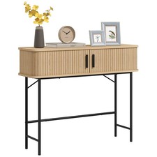 HOMCOM Console meuble 100x30x80cm Chêne