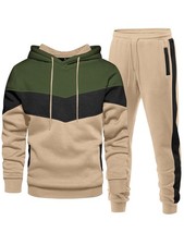 Riskrole Men's Hoodie Tracksuit 2 Pieces Set Athletic Large, Khaki Green