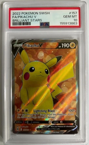 PSA 10 Gem Mint Pikachu V Holo (Full Art) 157/172 Brilliant Stars