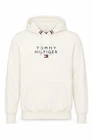 Mens Tommy Hilfiger Size M Pullover Hoodie Ivory Graphic Print Long Sleeve Logo