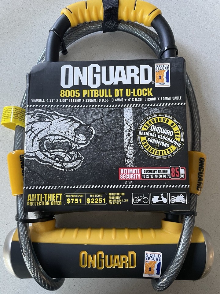 OnGuard Pitbull DT 8005 Bike U Lock with Cable Sold Secure Gold eBay