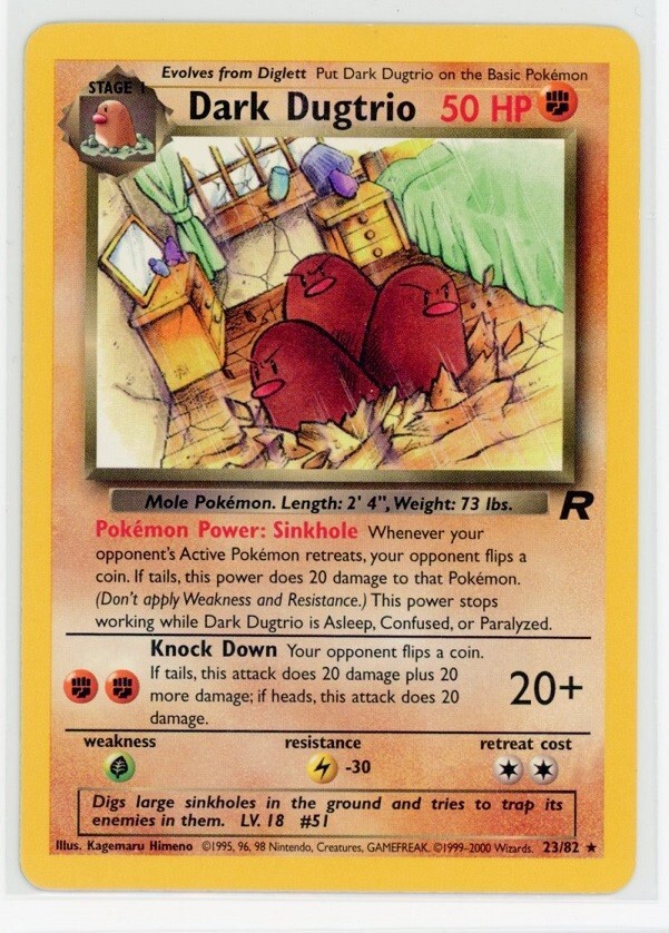 2000 Pokémon Team Rocket Dark Dugtrio Rare 23/82 NM-MT