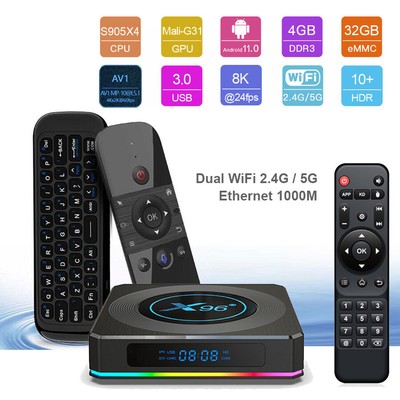 X96-X4 Android 11.0 8K UHD 32GB Dual WIFI TV Box+Air Mouse Voice Keyboard Remote