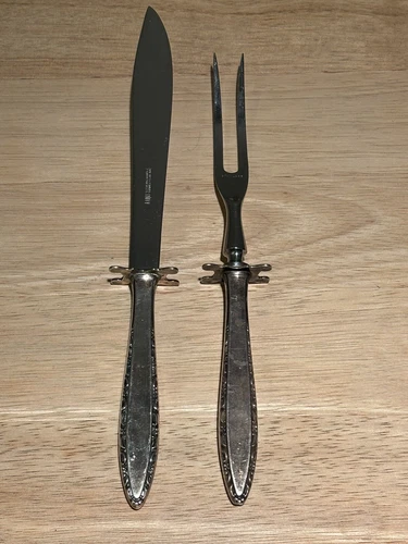 Lunt Sterling Handle 2 Piece Carving Set, Knife and Fork, Lace Point? Used